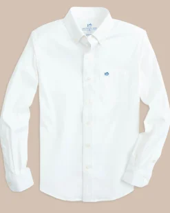Hot Southern Tide Boys Solid Intercoastal Button Down Shirt Classic White