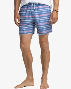 Fashion Southern Tide Breton Stripe Swim Trunk Coronet Blue