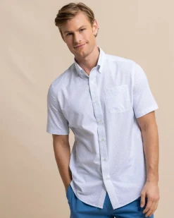 Clearance Southern Tide Brrr° Intercoastal Casual Water Short Sleeve Sport Shirt Classic White