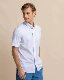 Clearance Southern Tide Brrr° Intercoastal Casual Water Short Sleeve Sport Shirt Classic White