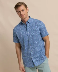 Store Southern Tide Brrr° Intercoastal Dazed And Transfused Short Sleeve Sport Shirt Coronet Blue