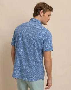 Store Southern Tide Brrr° Intercoastal Dazed And Transfused Short Sleeve Sport Shirt Coronet Blue