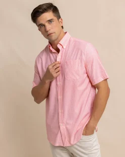 Shop Southern Tide Brrr° Intercoastal What The Shell Short Sleeve Sport Shirt Conch Shell