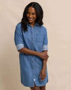 Clearance Southern Tide Cam Denim Dress Medium Wash Indigo