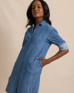 Clearance Southern Tide Cam Denim Dress Medium Wash Indigo