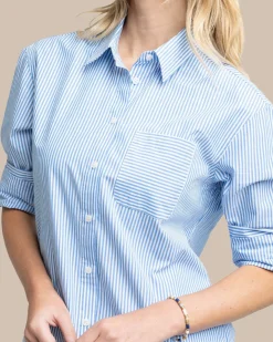Discount Southern Tide Cam Stripe Poplin Dress
