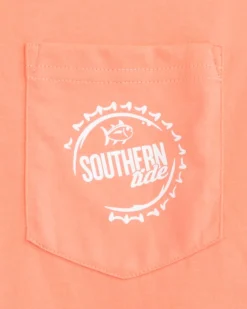 New Southern Tide Caps Off Badge Short Sleeve T-Shirt Desert Flower Coral