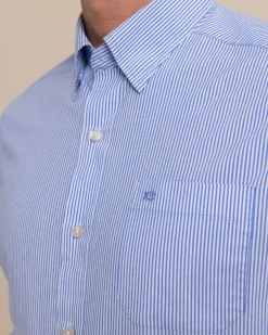 Flash Sale Southern Tide Charleston Granby Stripe Long Sleeve Sport Shirt Cobalt Blue