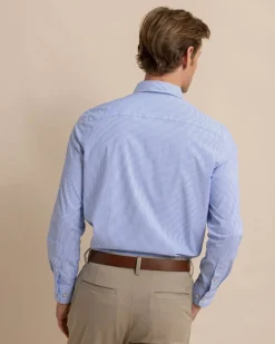 Flash Sale Southern Tide Charleston Granby Stripe Long Sleeve Sport Shirt Cobalt Blue
