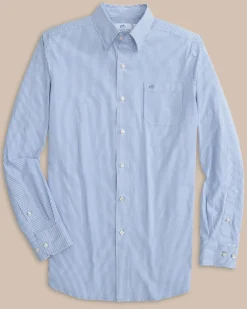 Flash Sale Southern Tide Charleston Granby Stripe Long Sleeve Sport Shirt Cobalt Blue