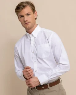 Online Southern Tide Charleston Overbrook Solid Long Sleeve Sport Shirt Classic White
