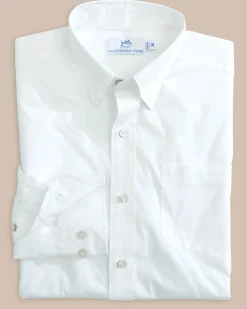 Online Southern Tide Charleston Overbrook Solid Long Sleeve Sport Shirt Classic White