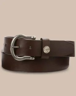 Hot Southern Tide Classic Leather Belt Dark Brown