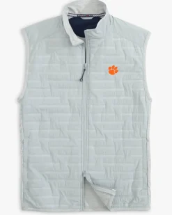 Outlet Southern Tide Clemson Tigers Abercorn Vest Gravel Grey