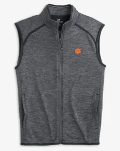 Discount Southern Tide Clemson Tigers Baybrook Heather Vest Heather Black
