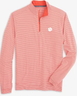 Flash Sale Southern Tide Clemson Tigers Cruiser Micro-Stripe Heather Quarter Zip