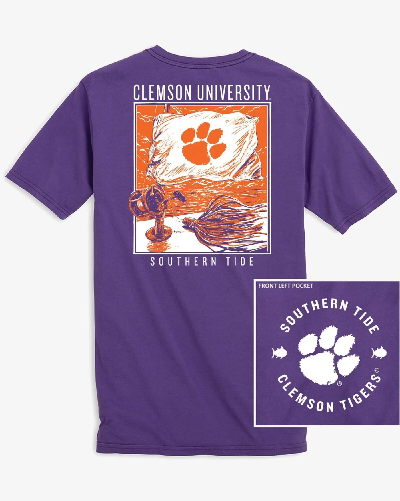Best Southern Tide Clemson Tigers Fishing Flag T-Shirt