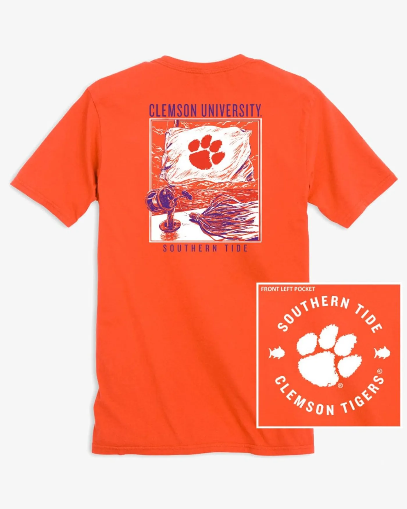 Best Southern Tide Clemson Tigers Fishing Flag T-Shirt