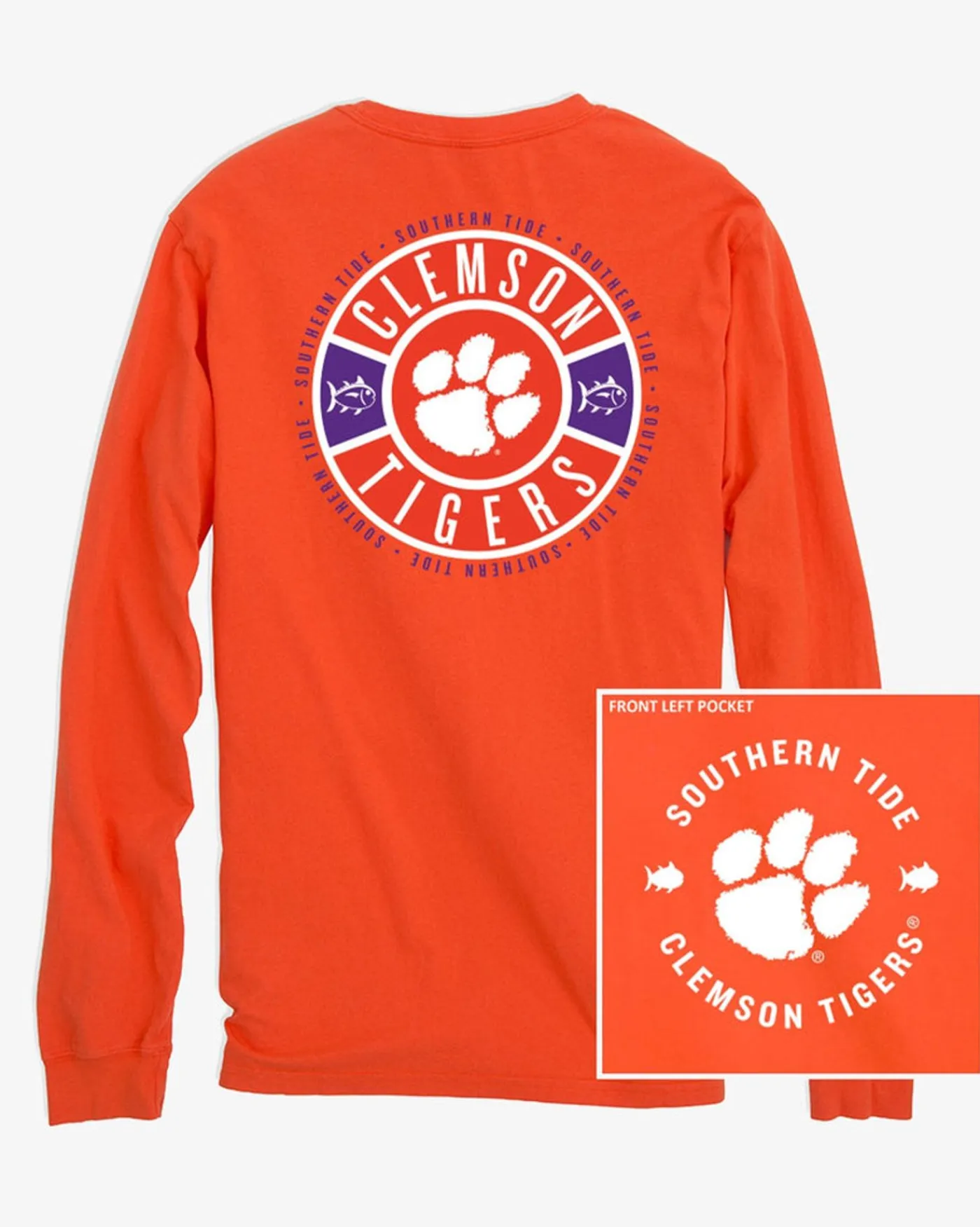 New Southern Tide Clemson Tigers Ring Badge T-Shirt Endzone Orange