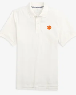Cheap Southern Tide Clemson Tigers Skipjack Polo Classic White