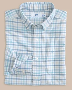 Cheap Southern Tide Coastal Passage Pelham Gingham Long Sleeve Sport Shirt