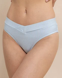 Cheap Southern Tide Cross Over Seersucker Bikini Bottom Clearwater Blue