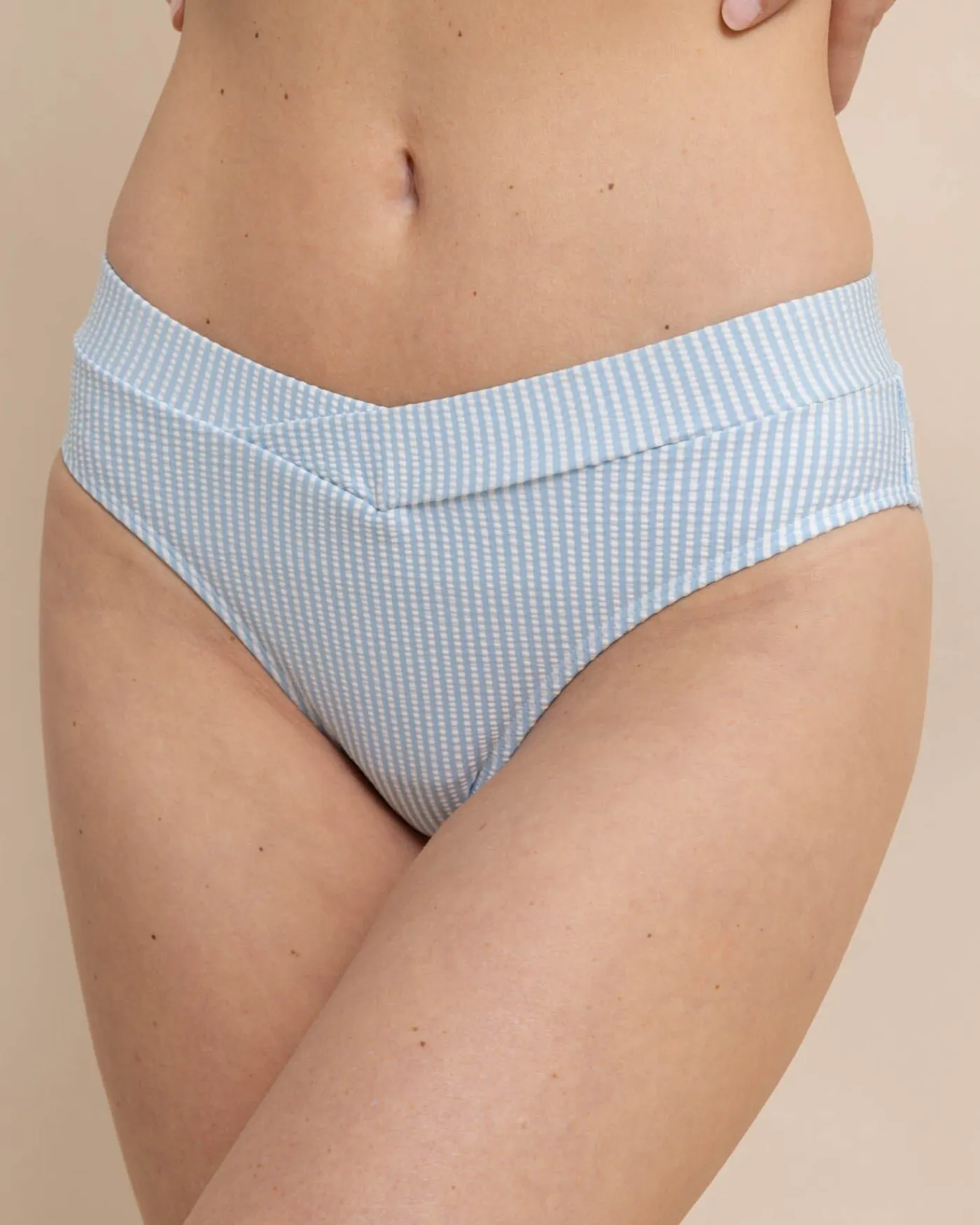 Cheap Southern Tide Cross Over Seersucker Bikini Bottom Clearwater Blue