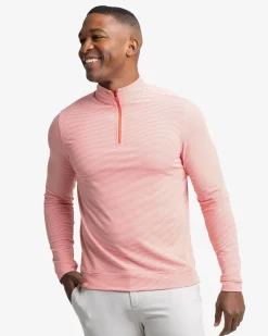 New Southern Tide Cruiser Micro-Stripe Heather Quarter Zip