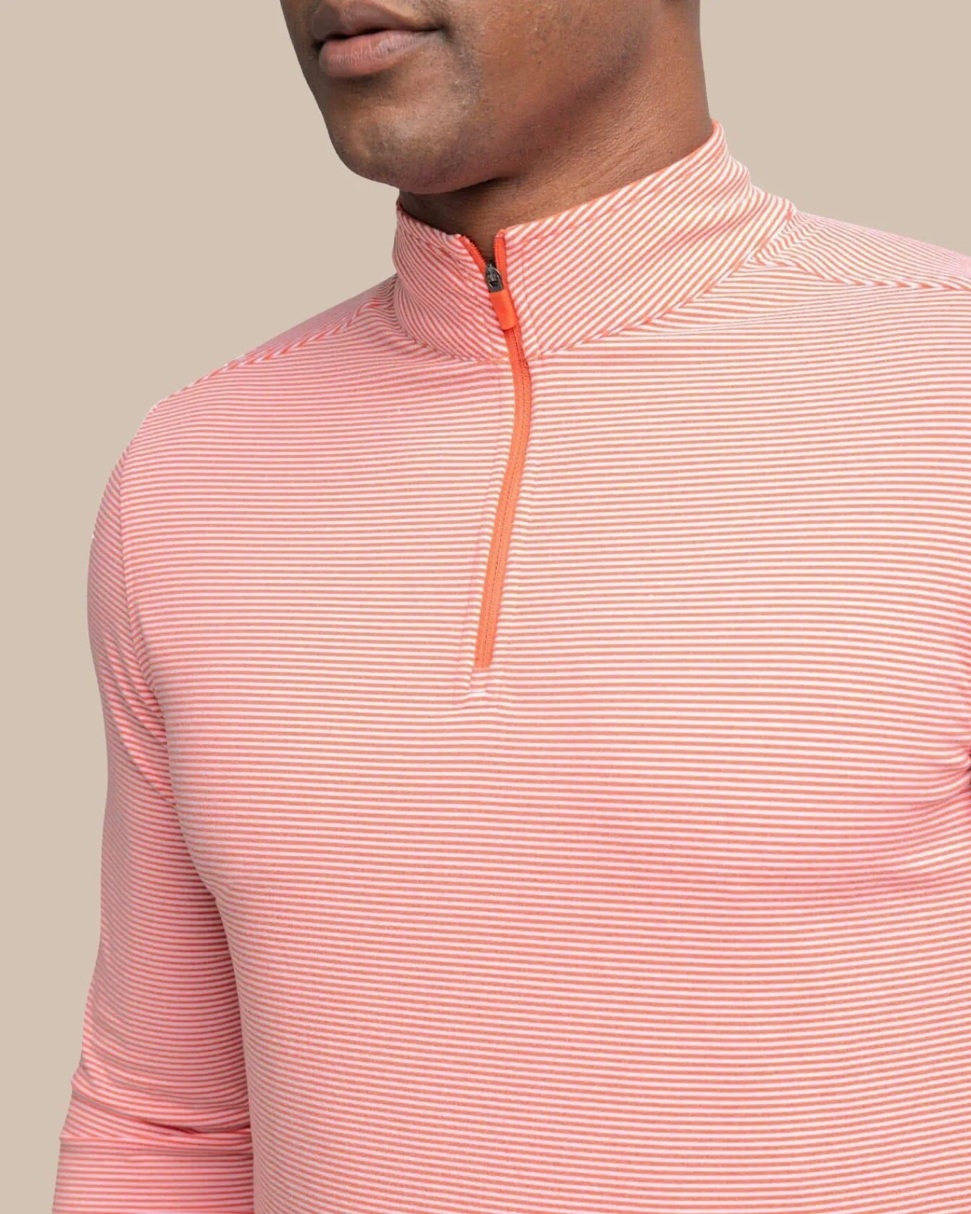New Southern Tide Cruiser Micro-Stripe Heather Quarter Zip