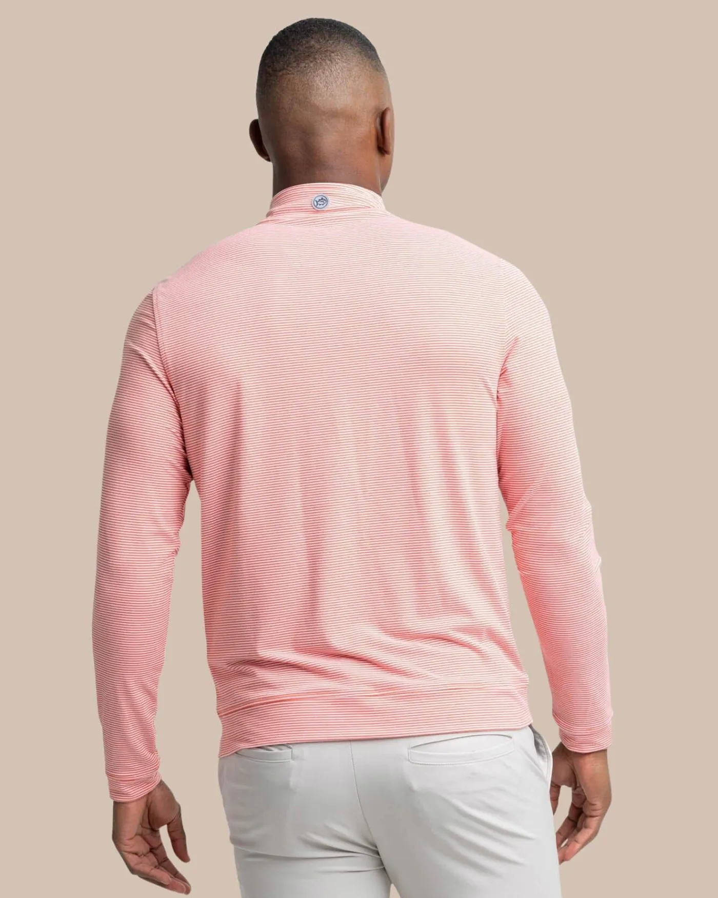 New Southern Tide Cruiser Micro-Stripe Heather Quarter Zip