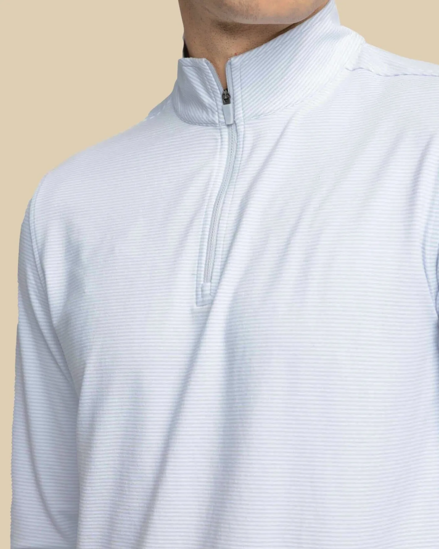 New Southern Tide Cruiser Micro-Stripe Heather Quarter Zip