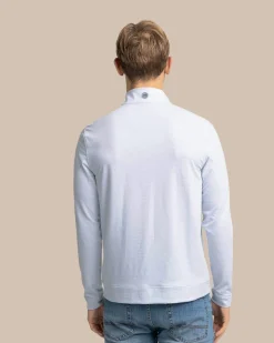 New Southern Tide Cruiser Micro-Stripe Heather Quarter Zip