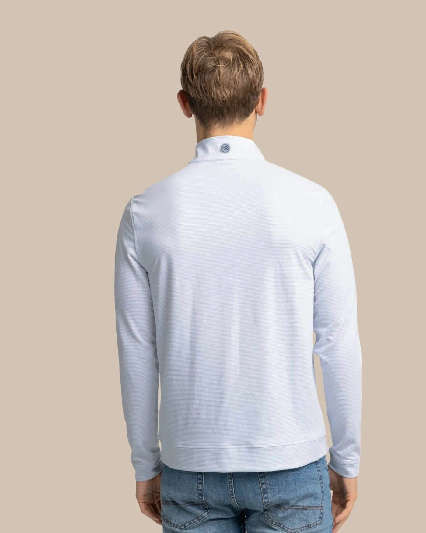 New Southern Tide Cruiser Micro-Stripe Heather Quarter Zip
