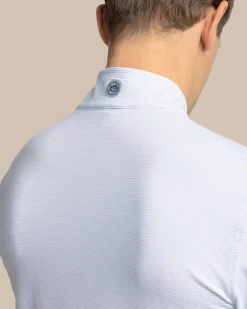 New Southern Tide Cruiser Micro-Stripe Heather Quarter Zip