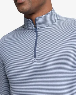 New Southern Tide Cruiser Micro-Stripe Heather Quarter Zip