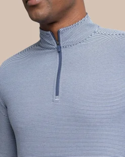 New Southern Tide Cruiser Micro-Stripe Heather Quarter Zip