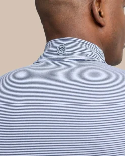 New Southern Tide Cruiser Micro-Stripe Heather Quarter Zip