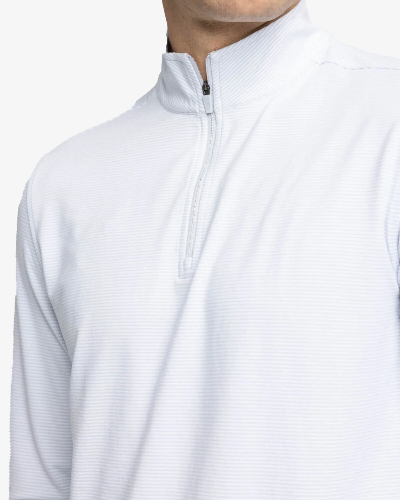 New Southern Tide Cruiser Micro-Stripe Heather Quarter Zip