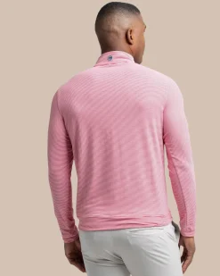 New Southern Tide Cruiser Micro-Stripe Heather Quarter Zip