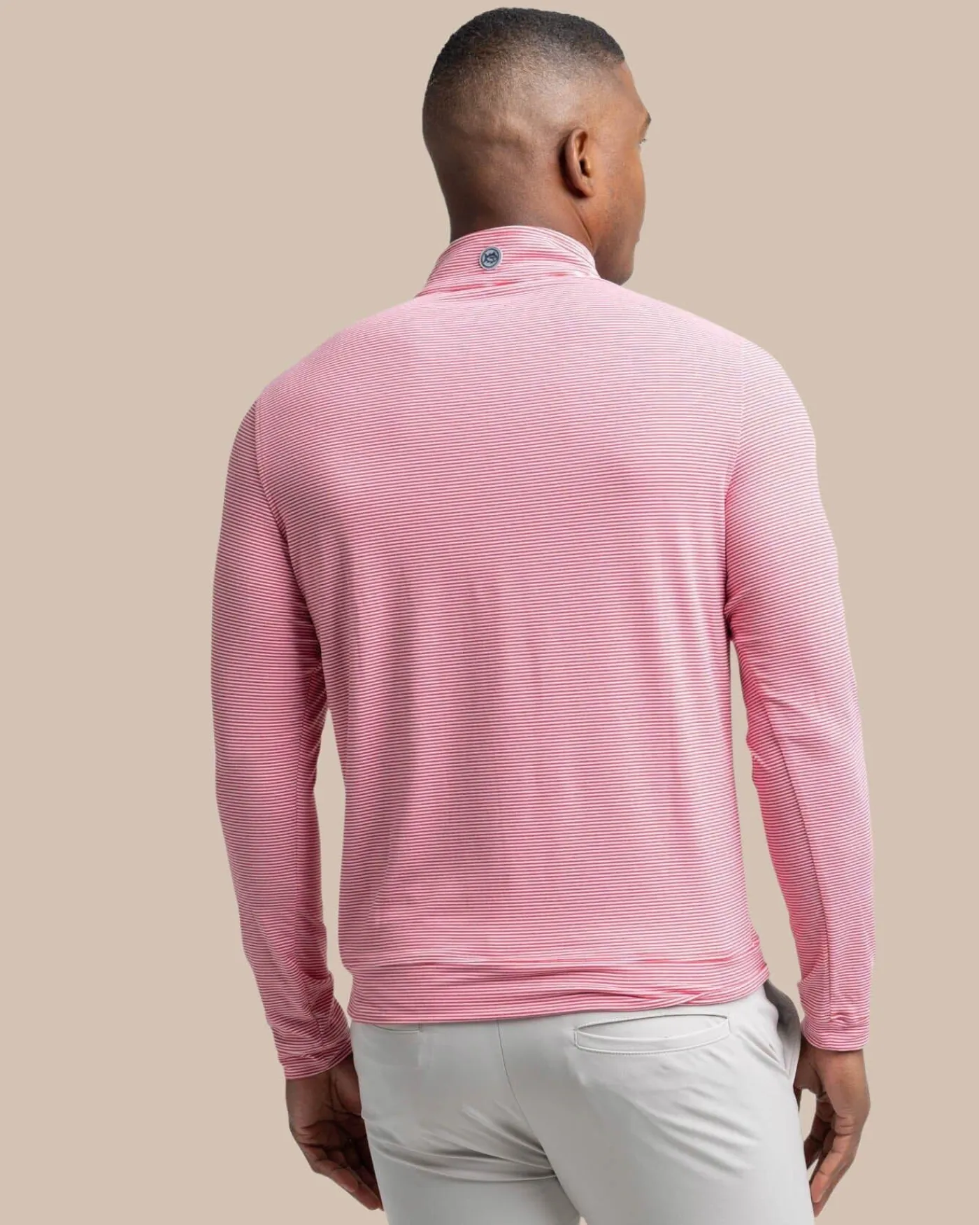 New Southern Tide Cruiser Micro-Stripe Heather Quarter Zip