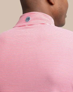 New Southern Tide Cruiser Micro-Stripe Heather Quarter Zip