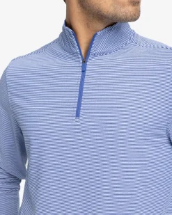 New Southern Tide Cruiser Micro-Stripe Heather Quarter Zip