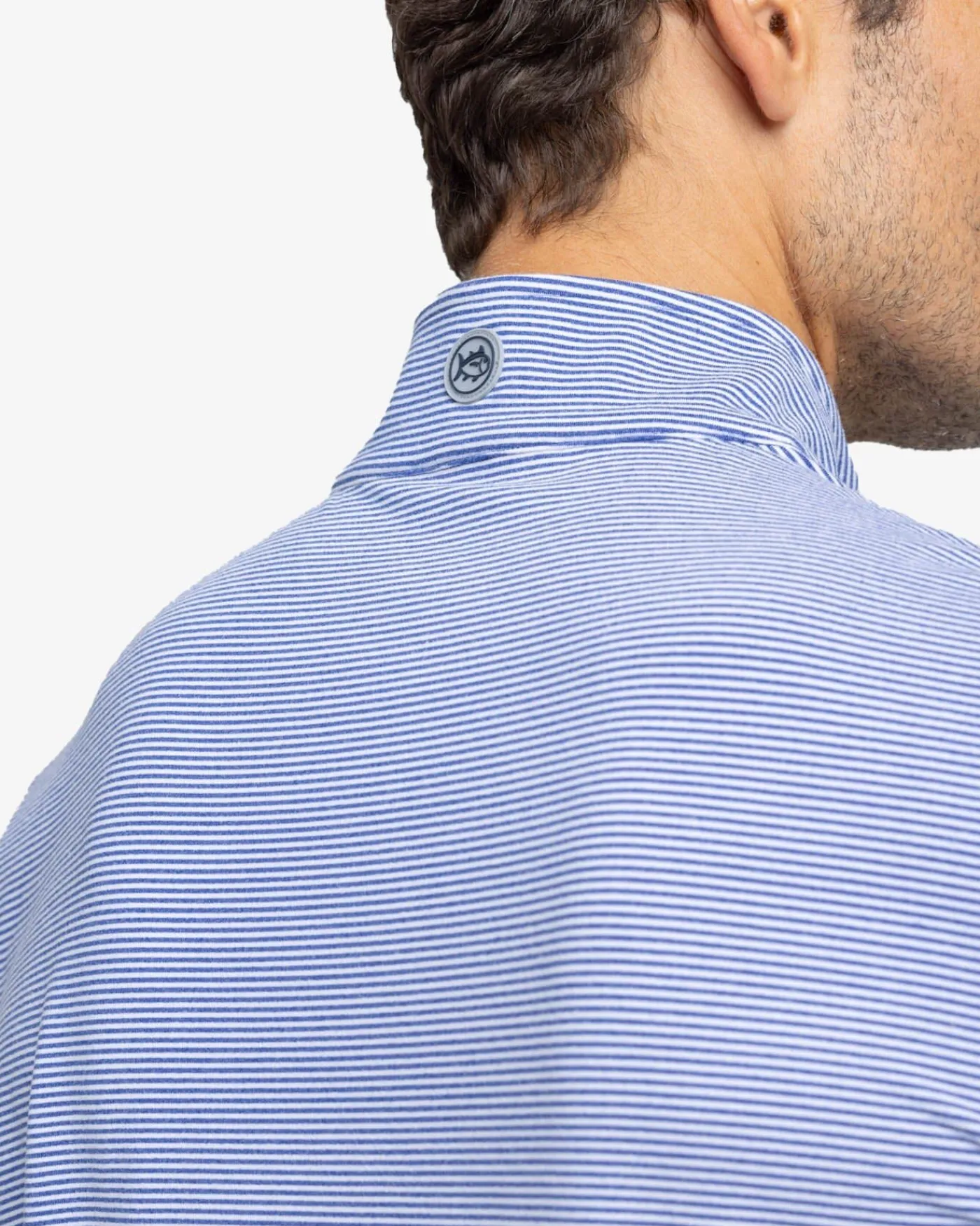 New Southern Tide Cruiser Micro-Stripe Heather Quarter Zip