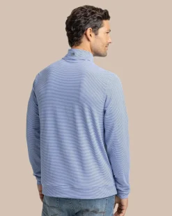 New Southern Tide Cruiser Micro-Stripe Heather Quarter Zip