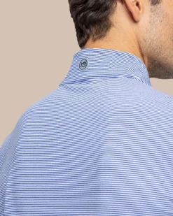 New Southern Tide Cruiser Micro-Stripe Heather Quarter Zip
