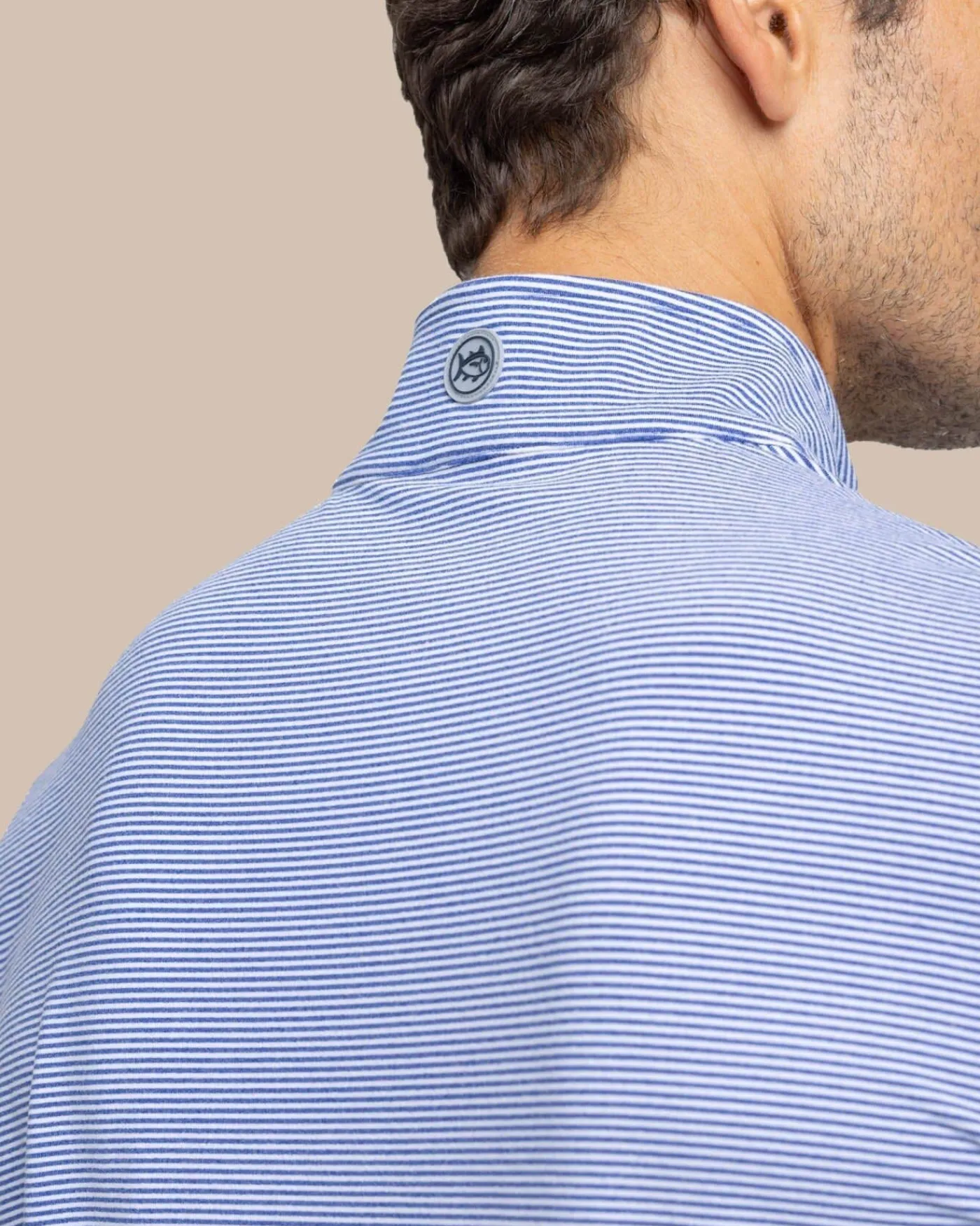 New Southern Tide Cruiser Micro-Stripe Heather Quarter Zip