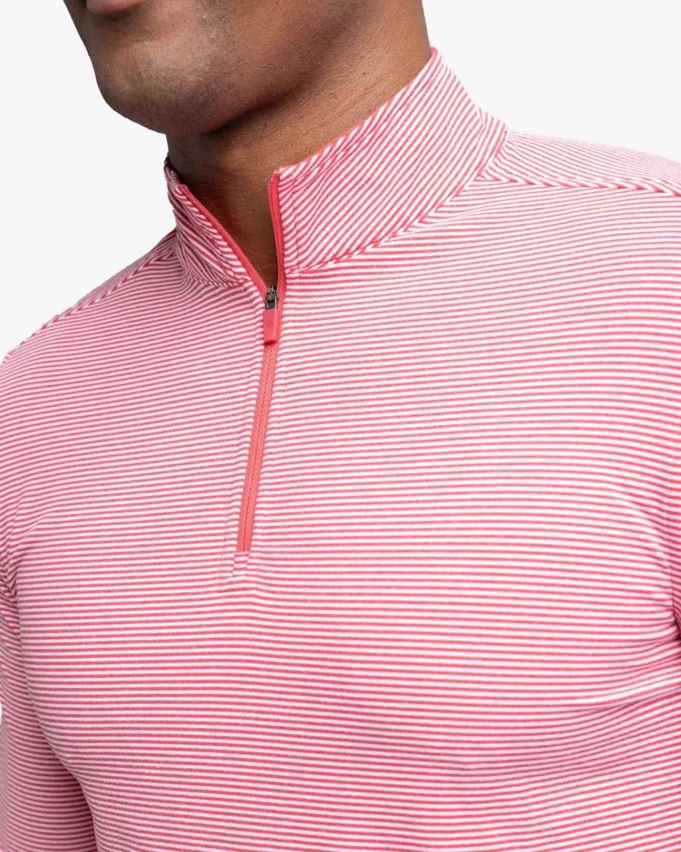 New Southern Tide Cruiser Micro-Stripe Heather Quarter Zip