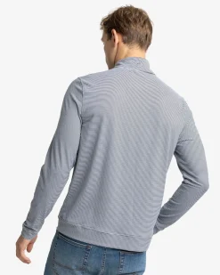 New Southern Tide Cruiser Micro-Stripe Heather Quarter Zip