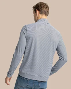 New Southern Tide Cruiser Micro-Stripe Heather Quarter Zip