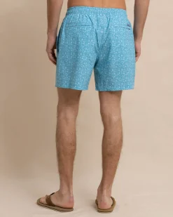 Clearance Southern Tide Ditzy Floral Swim Trunk Ocean Aqua